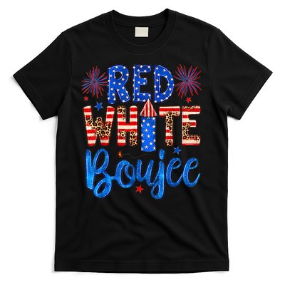 Red White & Boujee Summer Funny Drinking 4th of July US Flag T-Shirt
