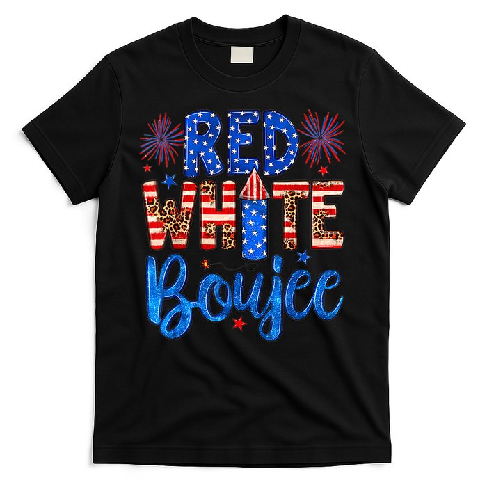 Red White & Boujee Summer Funny Drinking 4th of July US Flag T-Shirt