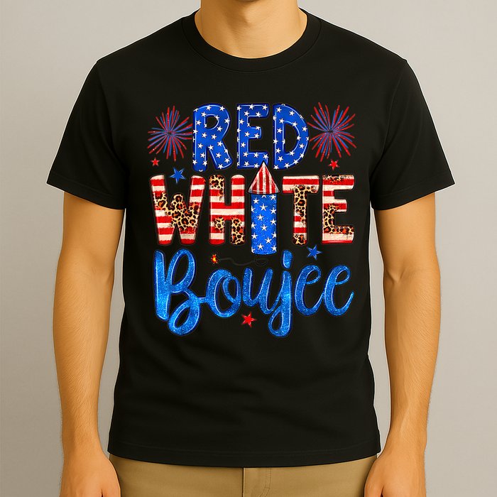 Red White & Boujee Summer Funny Drinking 4th of July US Flag T-Shirt