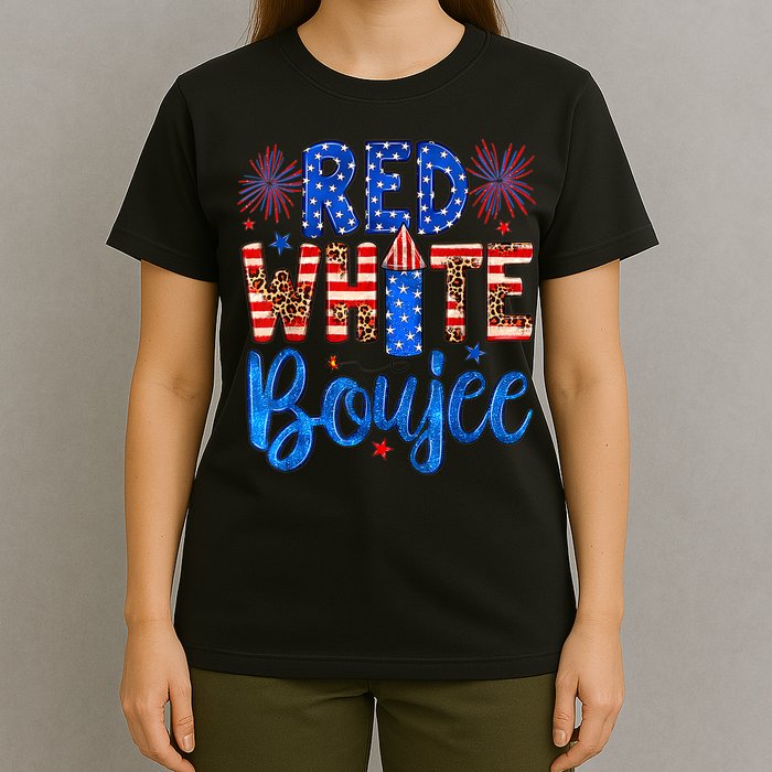 Red White & Boujee Summer Funny Drinking 4th of July US Flag T-Shirt