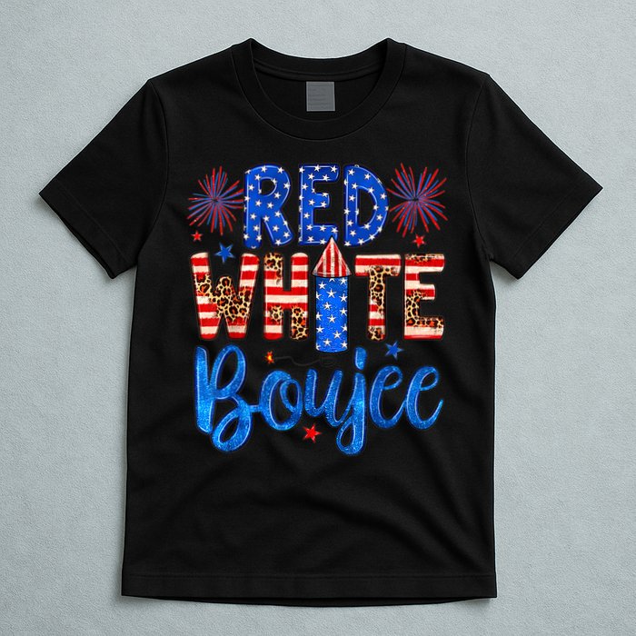 Red White & Boujee Summer Funny Drinking 4th of July US Flag T-Shirt