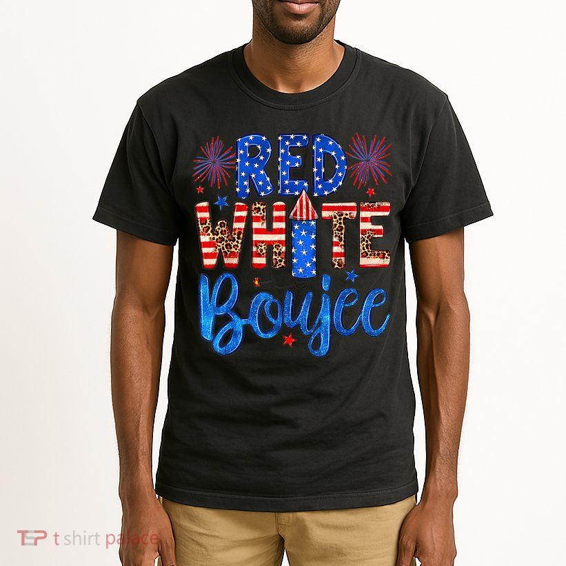 Red White & Boujee Summer Funny Drinking 4th of July US Flag Tall T-Shirt