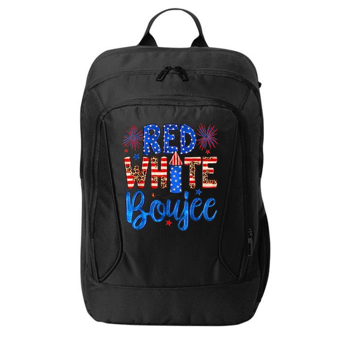 Red White & Boujee Summer Funny Drinking 4th of July US Flag City Backpack