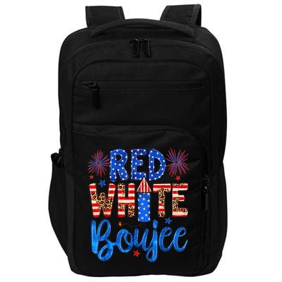 Red White & Boujee Summer Funny Drinking 4th of July US Flag Impact Tech Backpack