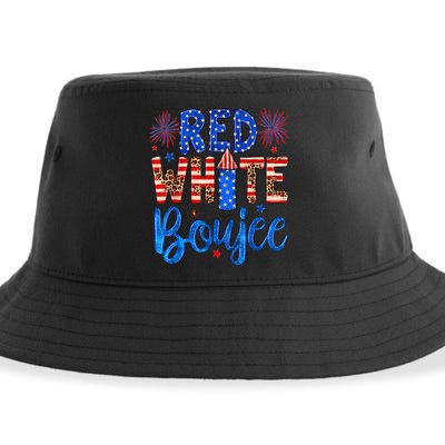 Red White & Boujee Summer Funny Drinking 4th of July US Flag Sustainable Bucket Hat