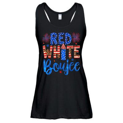 Red White & Boujee Summer Funny Drinking 4th of July US Flag Ladies Essential Flowy Tank