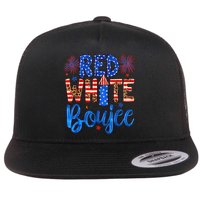 Red White & Boujee Summer Funny Drinking 4th of July US Flag Flat Bill Trucker Hat