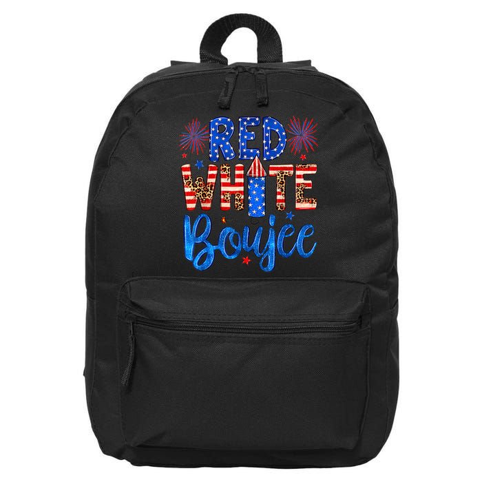Red White & Boujee Summer Funny Drinking 4th of July US Flag 16 in Basic Backpack