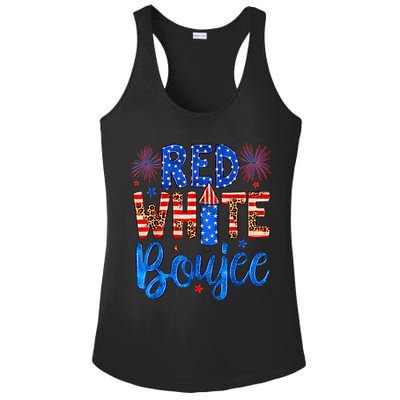 Red White & Boujee Summer Funny Drinking 4th of July US Flag Ladies PosiCharge Competitor Racerback Tank