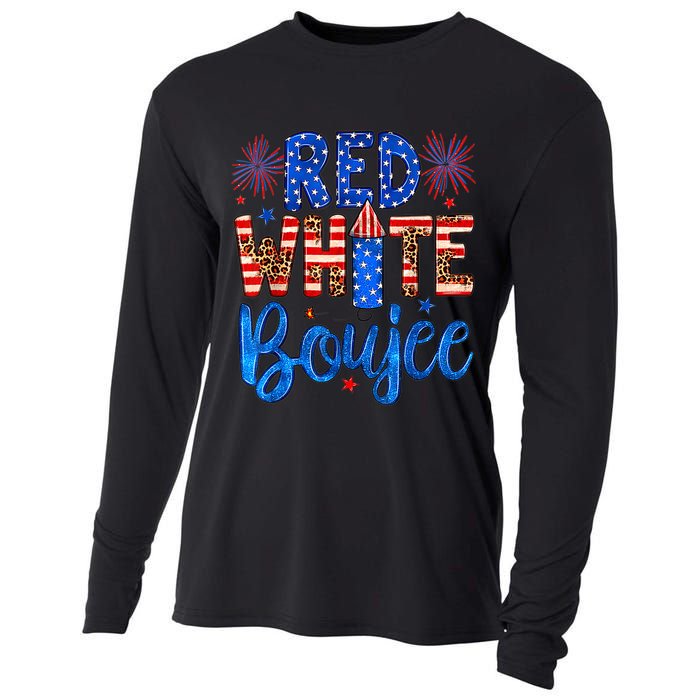 Red White & Boujee Summer Funny Drinking 4th of July US Flag Cooling Performance Long Sleeve Crew