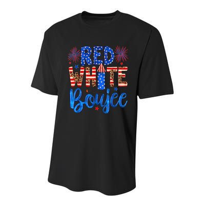 Red White & Boujee Summer Funny Drinking 4th of July US Flag Youth Performance Sprint T-Shirt
