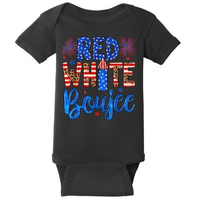 Red White & Boujee Summer Funny Drinking 4th of July US Flag Baby Bodysuit