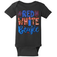 Red White & Boujee Summer Funny Drinking 4th of July US Flag Baby Bodysuit