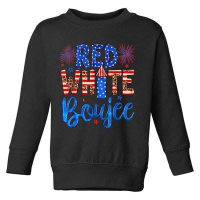 Red White & Boujee Summer Funny Drinking 4th of July US Flag Toddler Sweatshirt