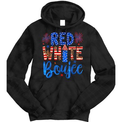 Red White & Boujee Summer Funny Drinking 4th of July US Flag Tie Dye Hoodie
