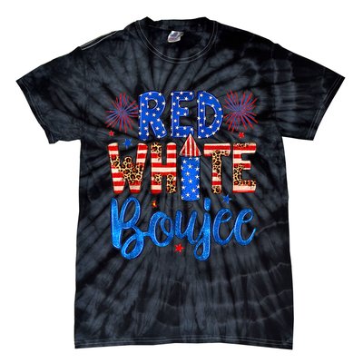Red White & Boujee Summer Funny Drinking 4th of July US Flag Tie-Dye T-Shirt