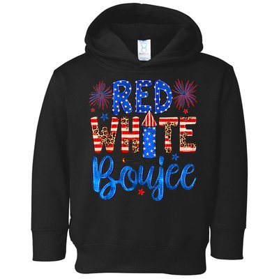 Red White & Boujee Summer Funny Drinking 4th of July US Flag Toddler Hoodie