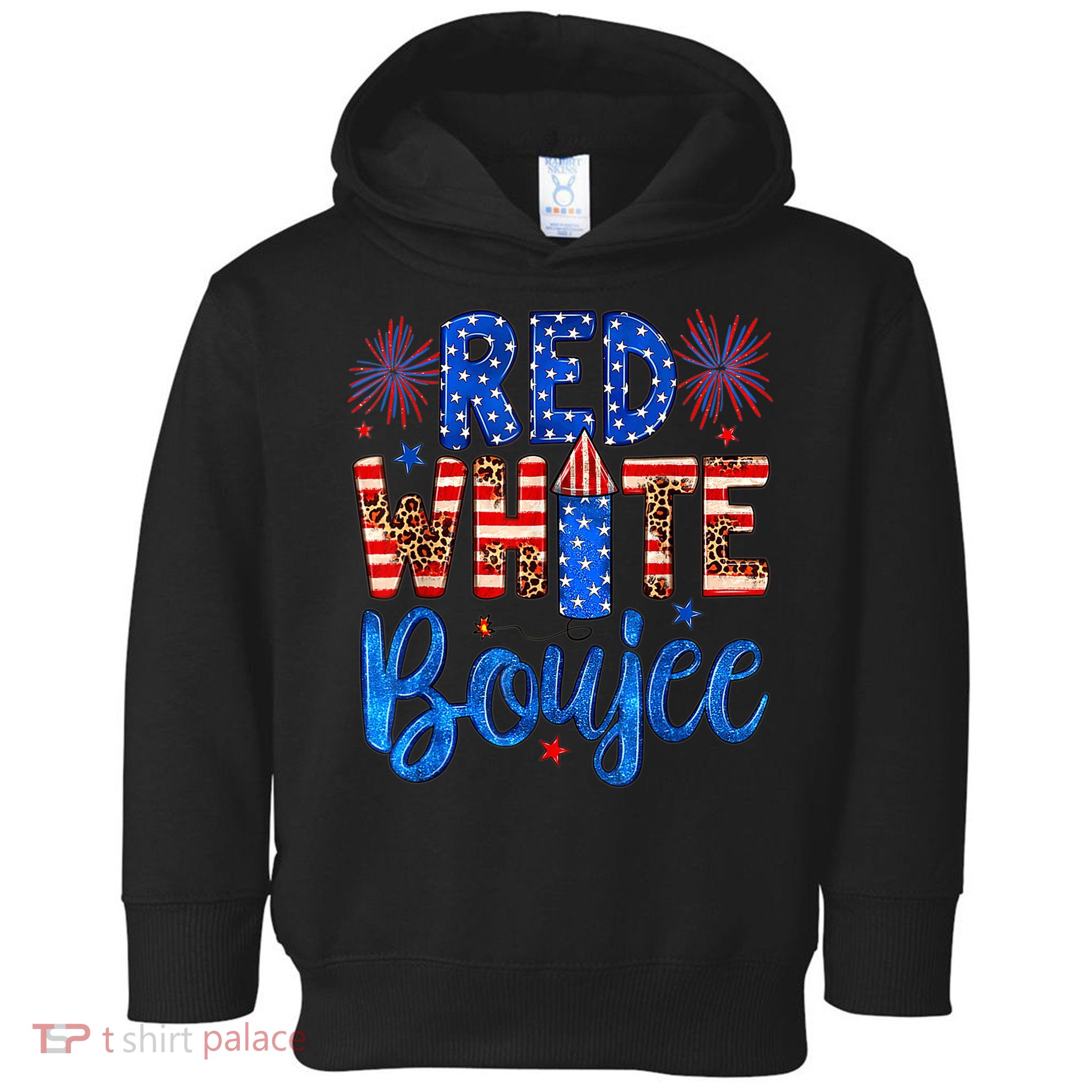 Red White & Boujee Summer Funny Drinking 4th of July US Flag Toddler Hoodie