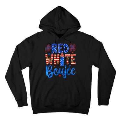 Red White & Boujee Summer Funny Drinking 4th of July US Flag Tall Hoodie