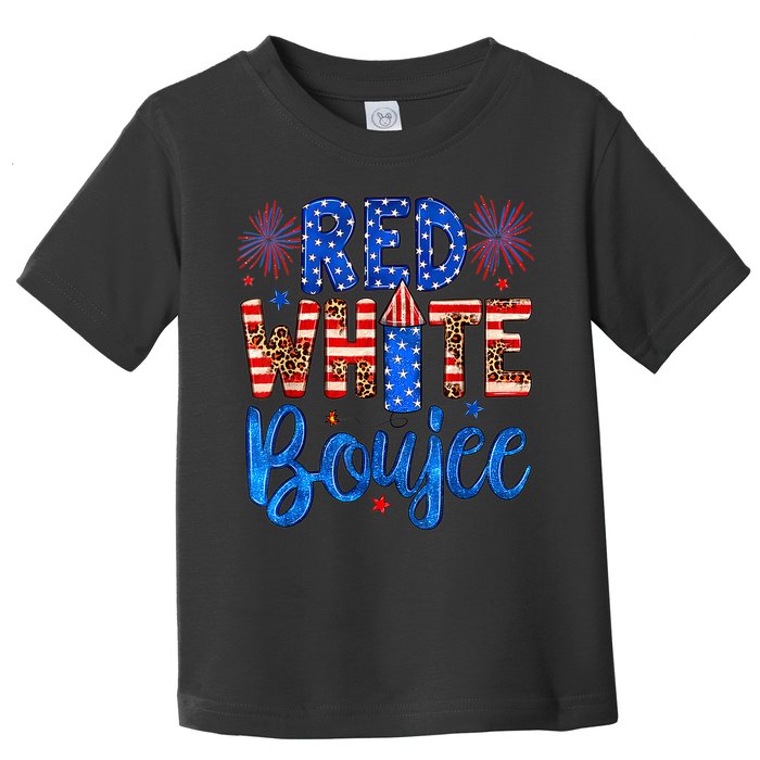 Red White & Boujee Summer Funny Drinking 4th of July US Flag Toddler T-Shirt