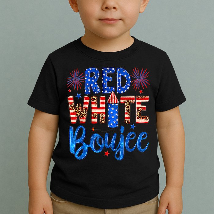 Red White & Boujee Summer Funny Drinking 4th of July US Flag Toddler T-Shirt