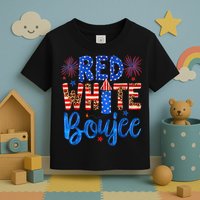 Red White & Boujee Summer Funny Drinking 4th of July US Flag Toddler T-Shirt