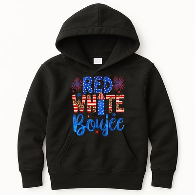Red White & Boujee Summer Funny Drinking 4th of July US Flag Kids Hoodie