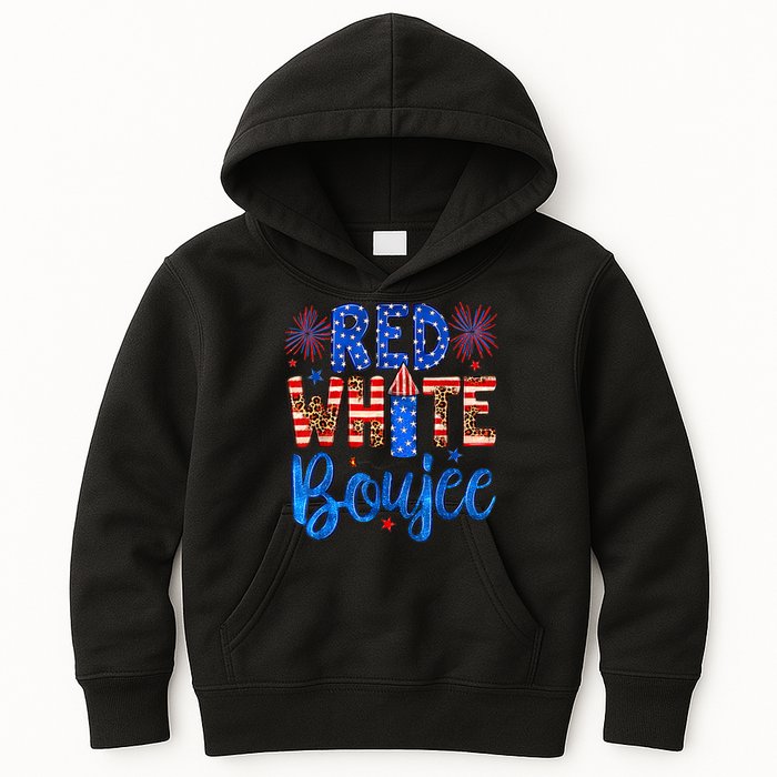 Red White & Boujee Summer Funny Drinking 4th of July US Flag Kids Hoodie