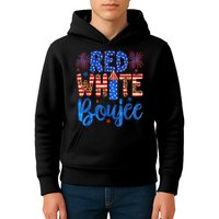 Red White & Boujee Summer Funny Drinking 4th of July US Flag Kids Hoodie
