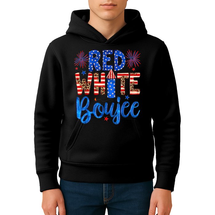 Red White & Boujee Summer Funny Drinking 4th of July US Flag Kids Hoodie