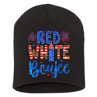 Red White & Boujee Summer Funny Drinking 4th of July US Flag Short Acrylic Beanie
