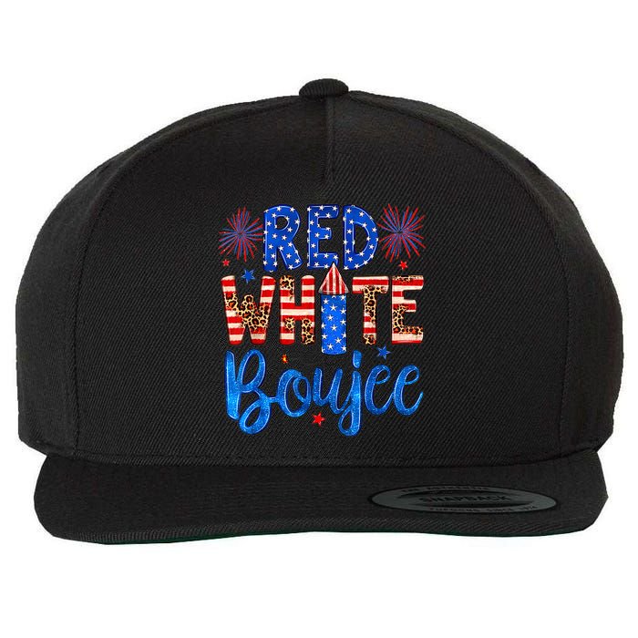 Red White & Boujee Summer Funny Drinking 4th of July US Flag Wool Snapback Cap