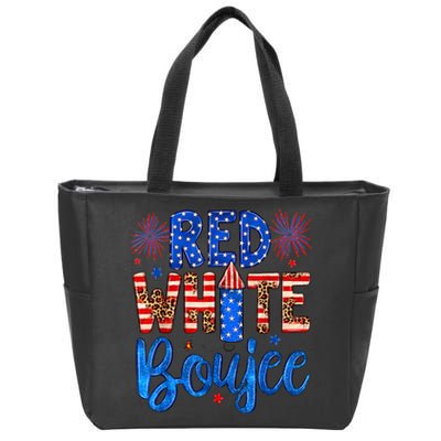 Red White & Boujee Summer Funny Drinking 4th of July US Flag Zip Tote Bag