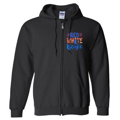 Red White & Boujee Summer Funny Drinking 4th of July US Flag Full Zip Hoodie