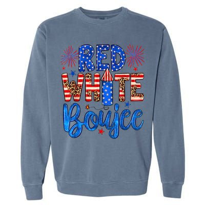 Red White & Boujee Summer Funny Drinking 4th of July US Flag Garment-Dyed Sweatshirt