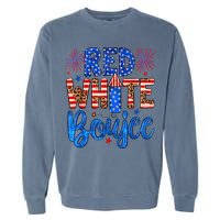 Red White & Boujee Summer Funny Drinking 4th of July US Flag Garment-Dyed Sweatshirt