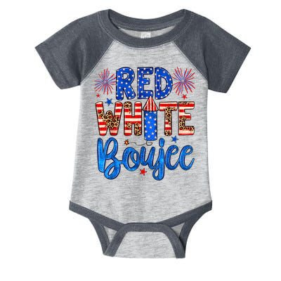 Red White & Boujee Summer Funny Drinking 4th of July US Flag Infant Baby Jersey Bodysuit