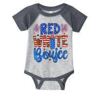 Red White & Boujee Summer Funny Drinking 4th of July US Flag Infant Baby Jersey Bodysuit