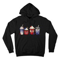 Red White Blue Latte Ice Coffee USA 4th Of July Patriotic Hoodie