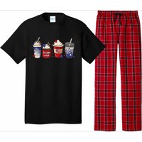 Red White Blue Latte Ice Coffee USA 4th Of July Patriotic Pajama Set