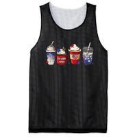 Red White Blue Latte Ice Coffee USA 4th Of July Patriotic Mesh Reversible Basketball Jersey Tank