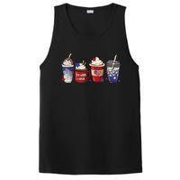 Red White Blue Latte Ice Coffee USA 4th Of July Patriotic PosiCharge Competitor Tank