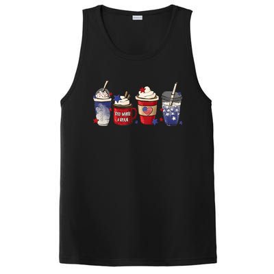 Red White Blue Latte Ice Coffee USA 4th Of July Patriotic PosiCharge Competitor Tank