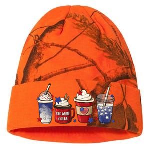 Red White Blue Latte Ice Coffee USA 4th Of July Patriotic Kati Licensed 12" Camo Beanie