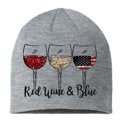 Red Wine & Blue 4th of July Red White Blue Wine Glasses Sustainable Beanie