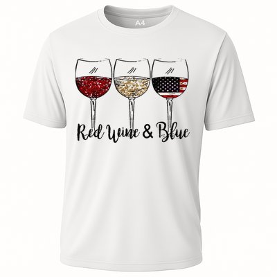 Red Wine & Blue 4th of July Red White Blue Wine Glasses Performance Shirt