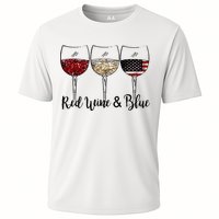 Red Wine & Blue 4th of July Red White Blue Wine Glasses Cooling Performance Crew T-Shirt