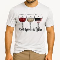 Red Wine & Blue 4th of July Red White Blue Wine Glasses Cooling Performance Crew T-Shirt
