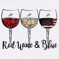 Red Wine & Blue 4th of July Red White Blue Wine Glasses Cooling Performance Crew T-Shirt