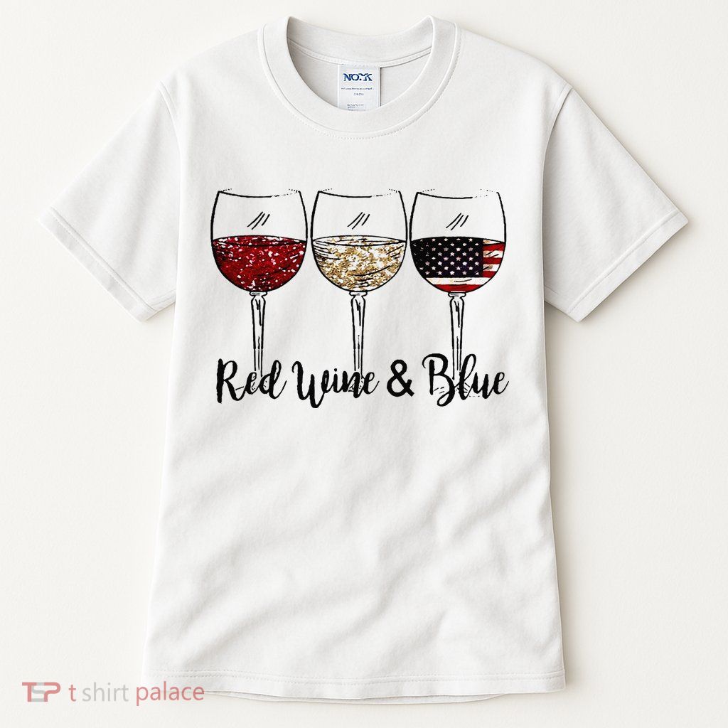 Red Wine & Blue 4th of July Red White Blue Wine Glasses Tall T-Shirt